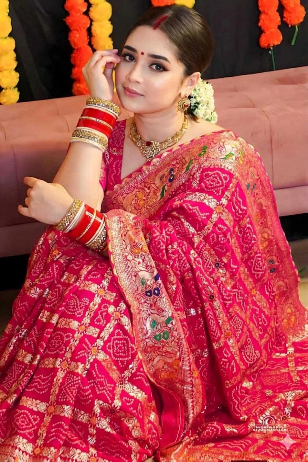 Image of Homigoz Embroidered Banarasi Pure Silk Saree