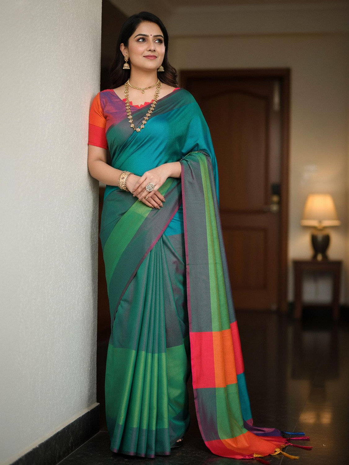 Image of BOLOKA Woven Kanjivaram Cotton Silk Saree