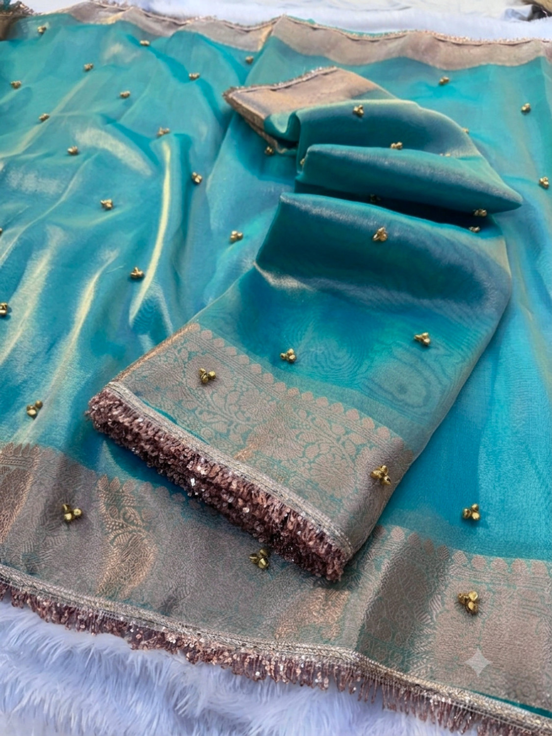 Image of Banaras silk palace Embellished Bollywood Tissue Saree