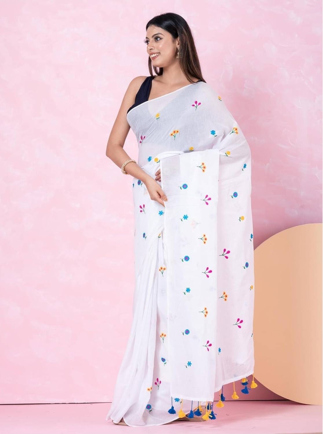 Bhadra Self Design Handloom Pure Cotton Saree
