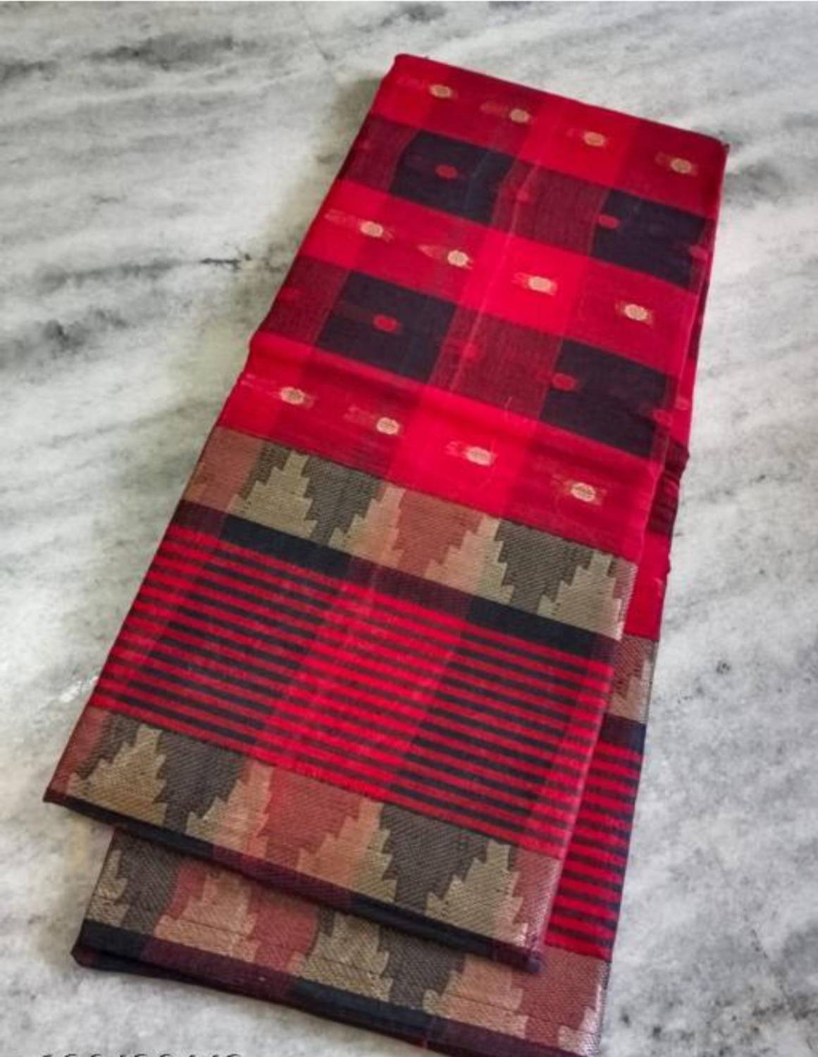 Balorampal Checkered Tant Pure Cotton Saree
