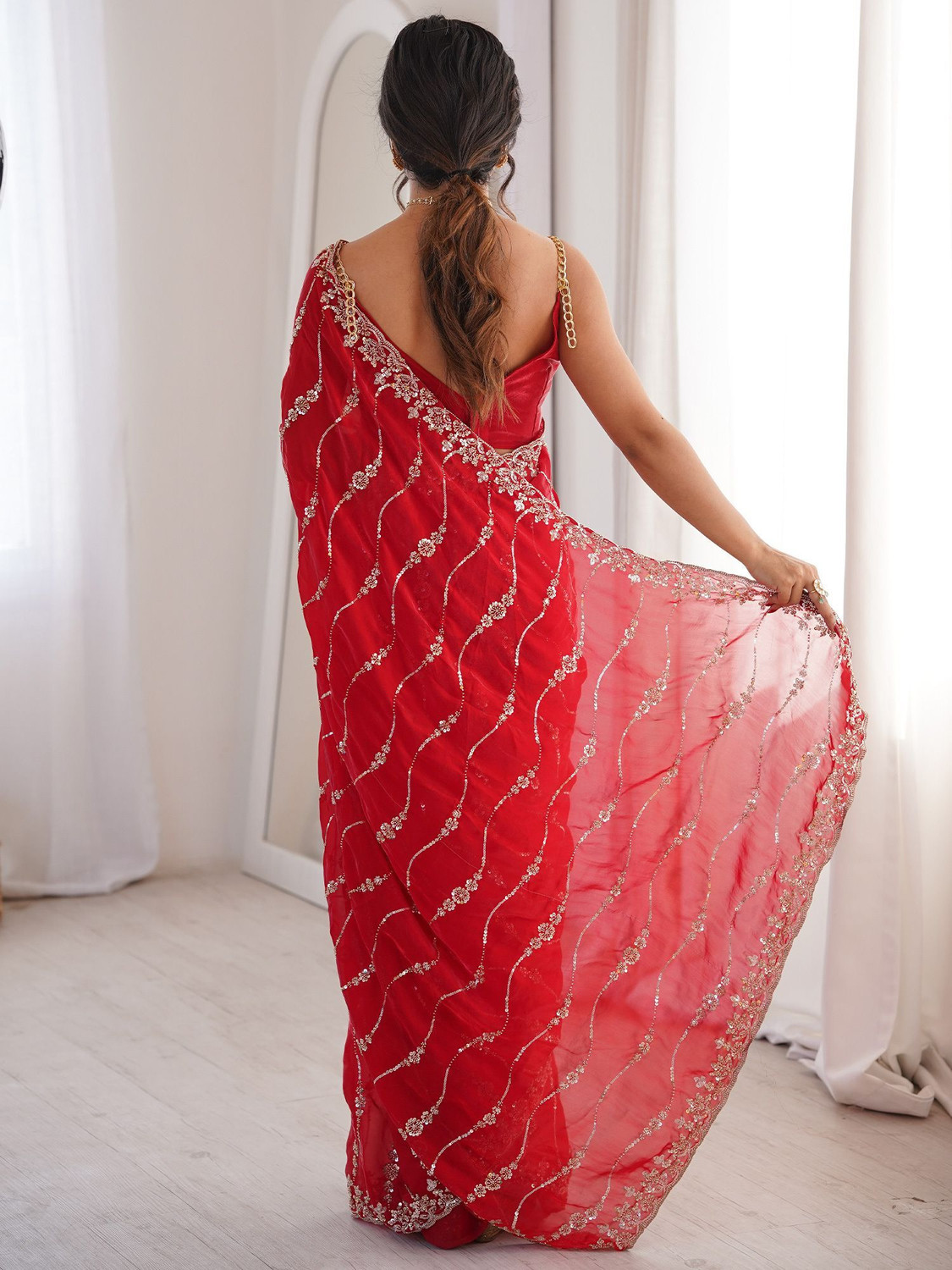 Image of Sareemall Embellished Bollywood Satin Saree