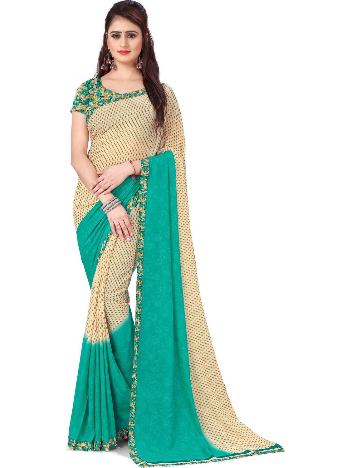 ANAND Printed, Paisley, Ombre, Floral Print Daily Wear Georgette Saree