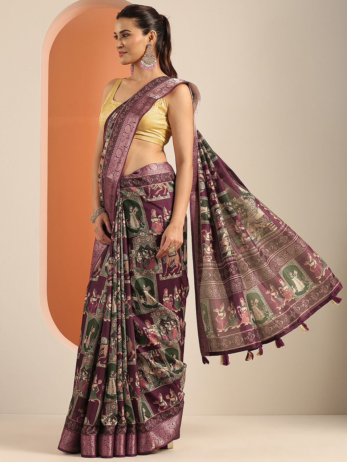 Image of LIBAS Printed Daily Wear Silk Blend Saree