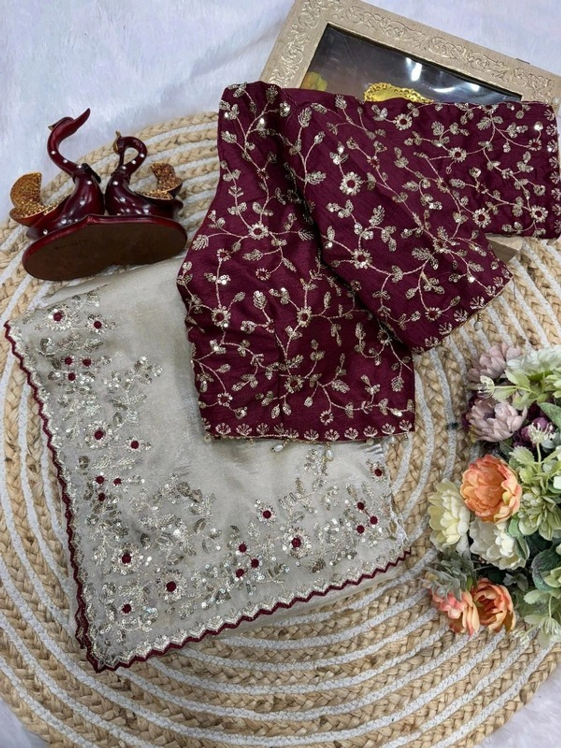 Image of KRISHNACOLLECTION9 Embroidered, Embellished Bollywood Jimmy Jimmy Saree