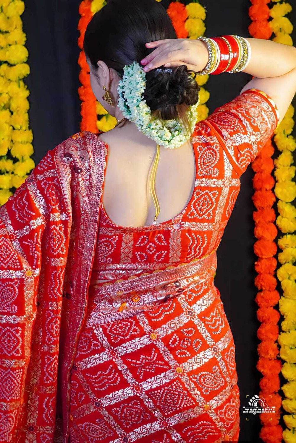 Image of Gajj kesari Woven, Printed Banarasi Pure Silk Saree