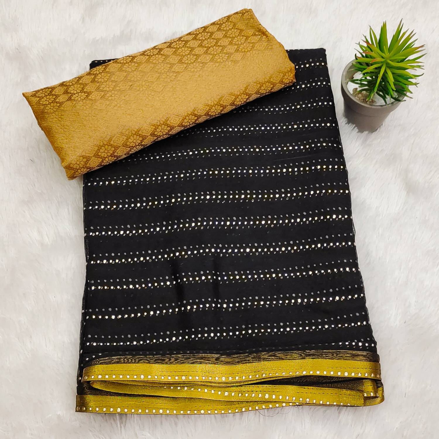 tikli Striped Bollywood Chiffon Saree