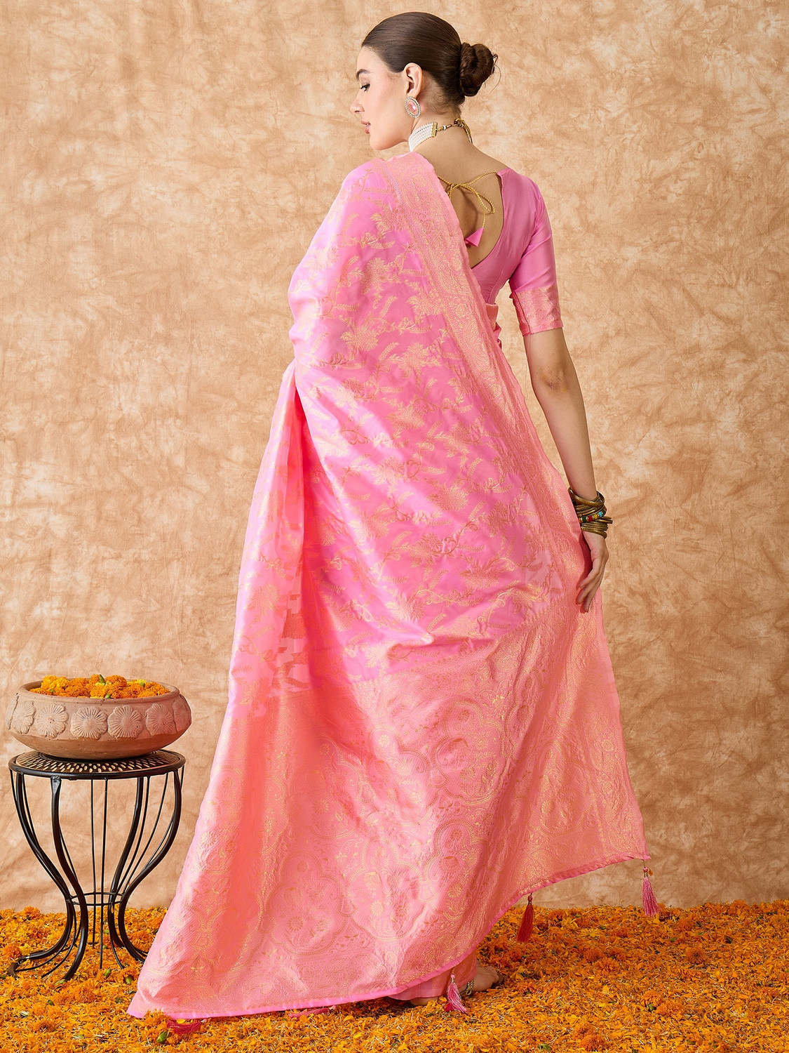 Image of HERE&NOW Embellished Bollywood Silk Blend Saree