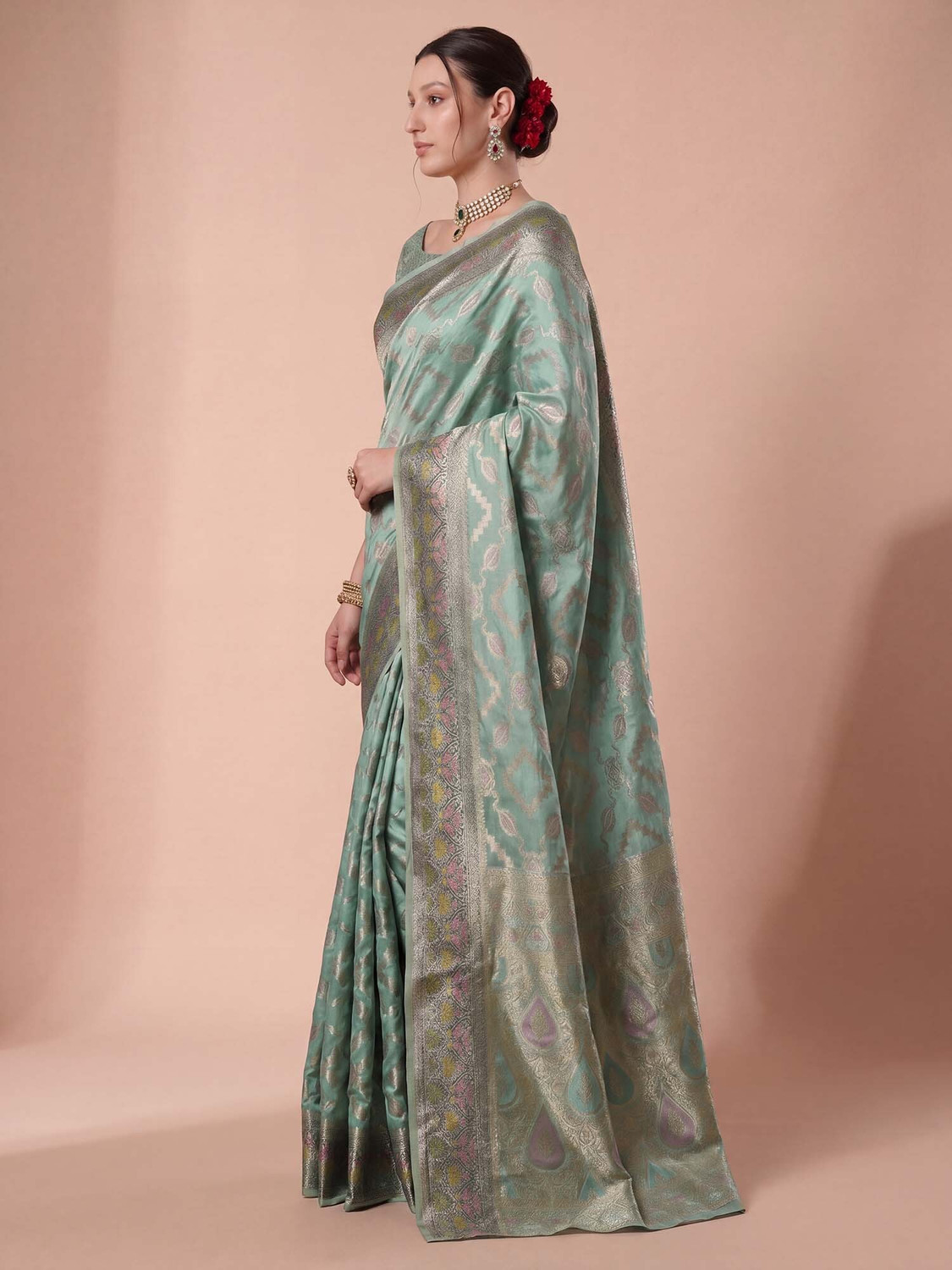 Image of House of Pataudi Woven Banarasi Organza Saree