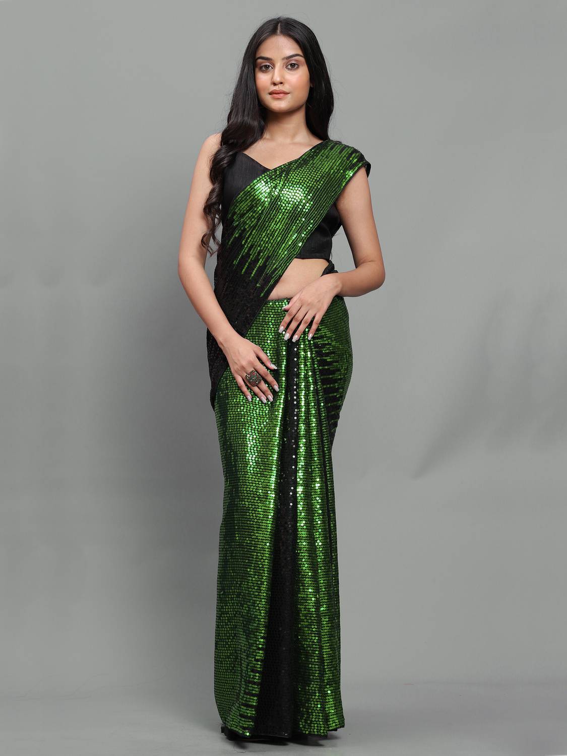 3Buddy Fashion Embroidered, Striped Bollywood Georgette Saree