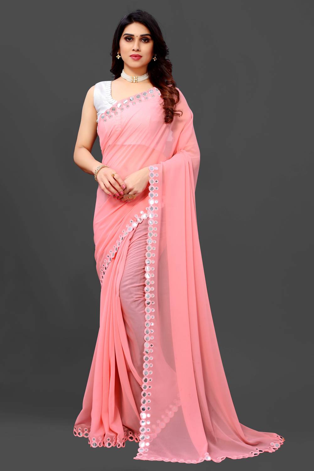 Bloriza Embroidered Paithani Georgette, Chiffon Saree