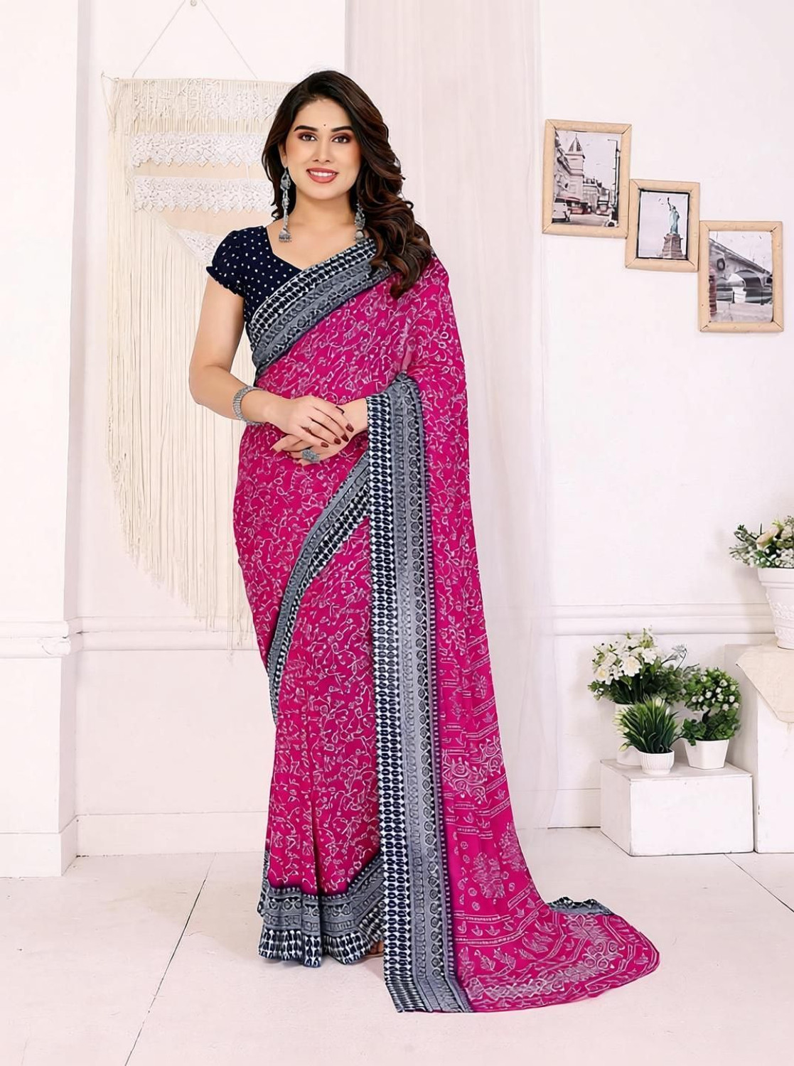 Image of Anand Sarees Printed Daily Wear Georgette Saree