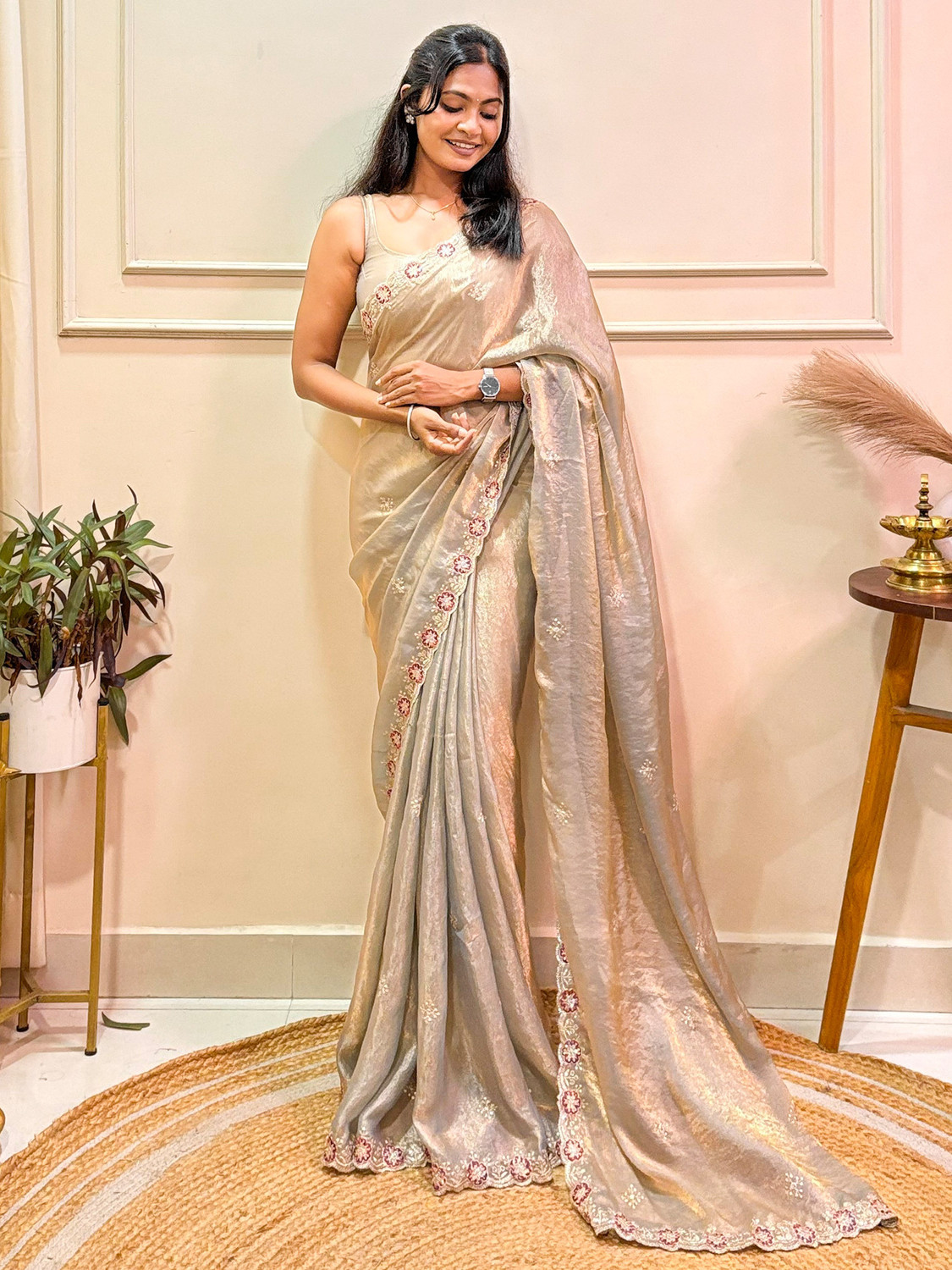 Image of Sareemall Embellished Bollywood Satin Saree