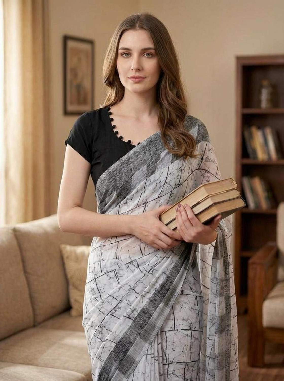 Image of Anand Sarees Geometric Print Daily Wear Georgette Saree