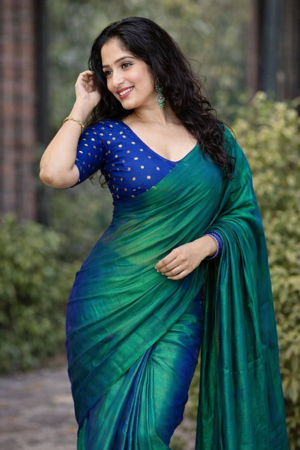 parthcretion Green Georgette Saree - Image 1