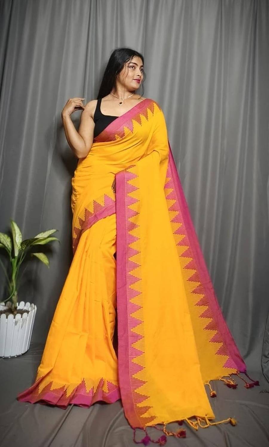 Bhadra Temple Border Handloom Handloom Pure Cotton Saree