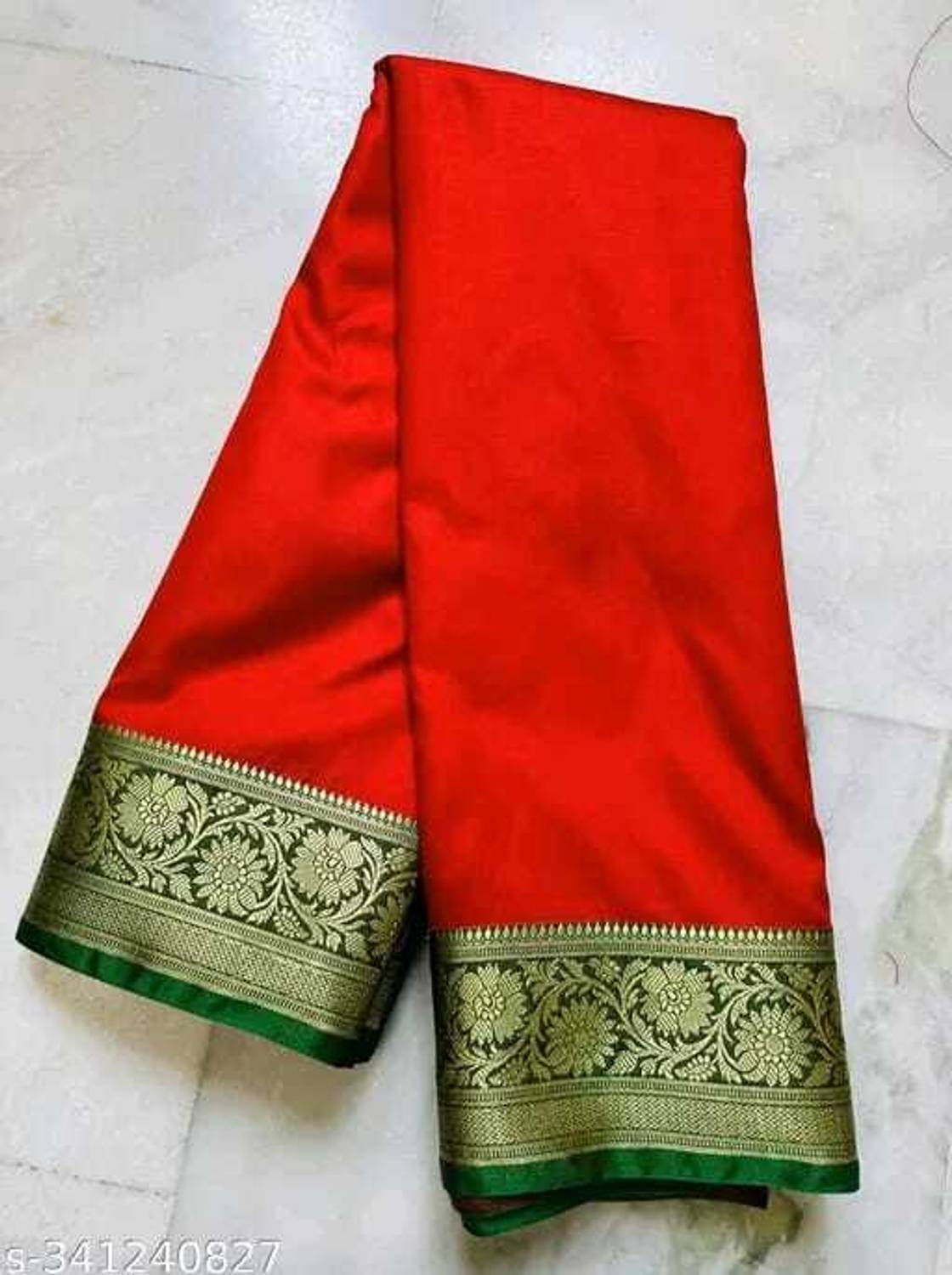 Aparna Solid/Plain Banarasi Satin, Silk Blend Saree