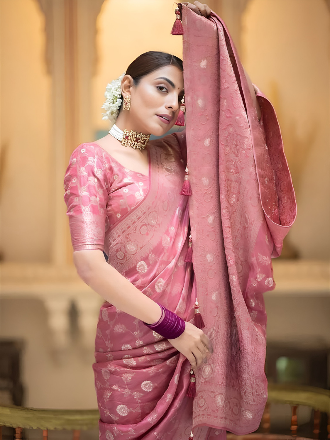 Image of Priyashi Woven Banarasi Cotton Silk, Jacquard Saree