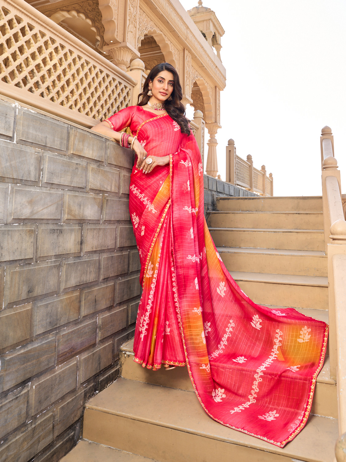 Image of Laxmipati sarees Printed Bollywood Chiffon Saree