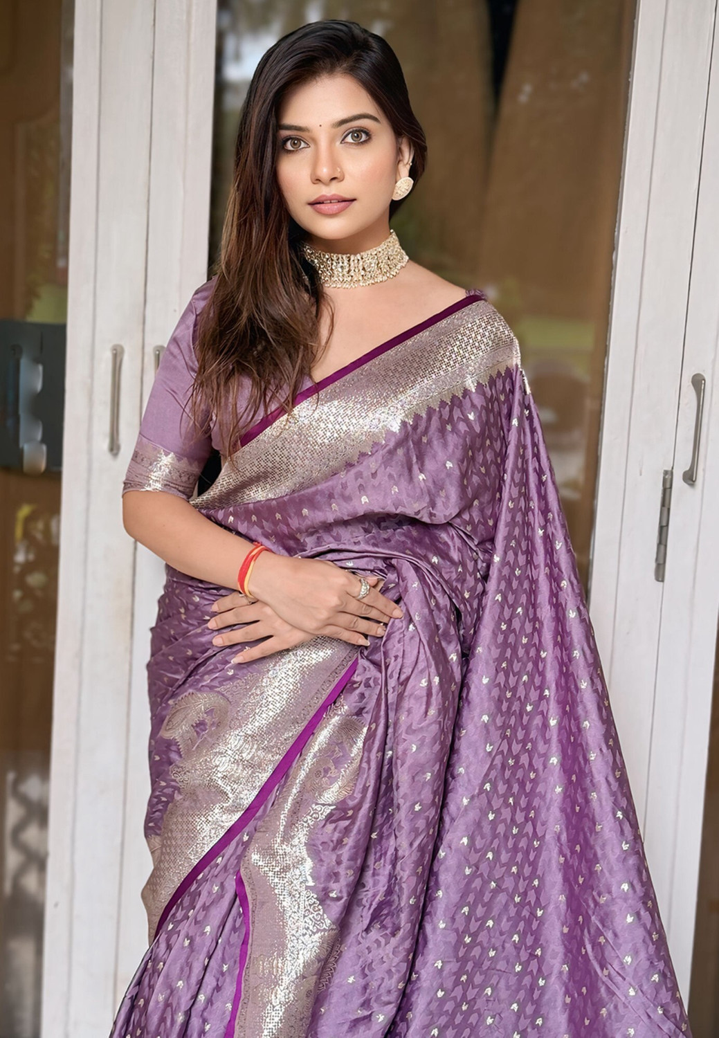 Image of Tasrika Woven Banarasi Cotton Silk Saree