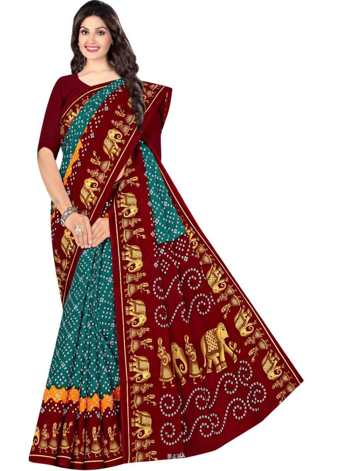 Image of ARTFULTHREADS Printed, Graphic Print Sambalpuri Pure Cotton Saree