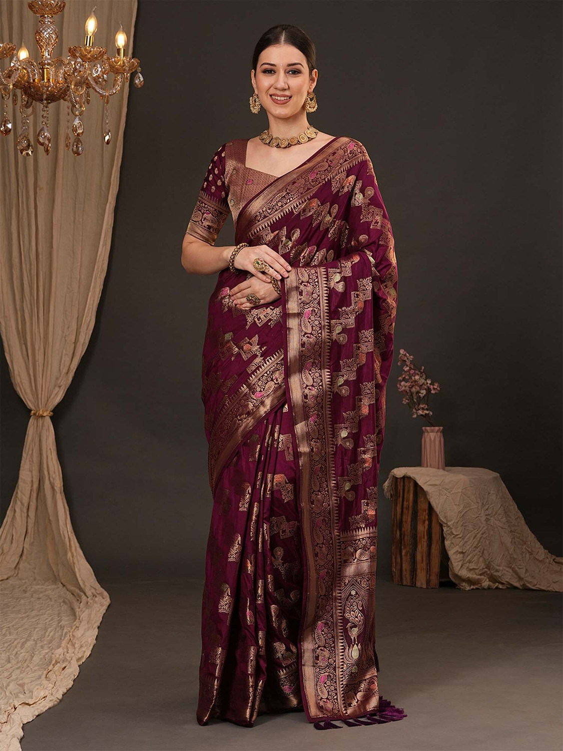 Image of ANOUK Woven Banarasi Silk Blend Saree