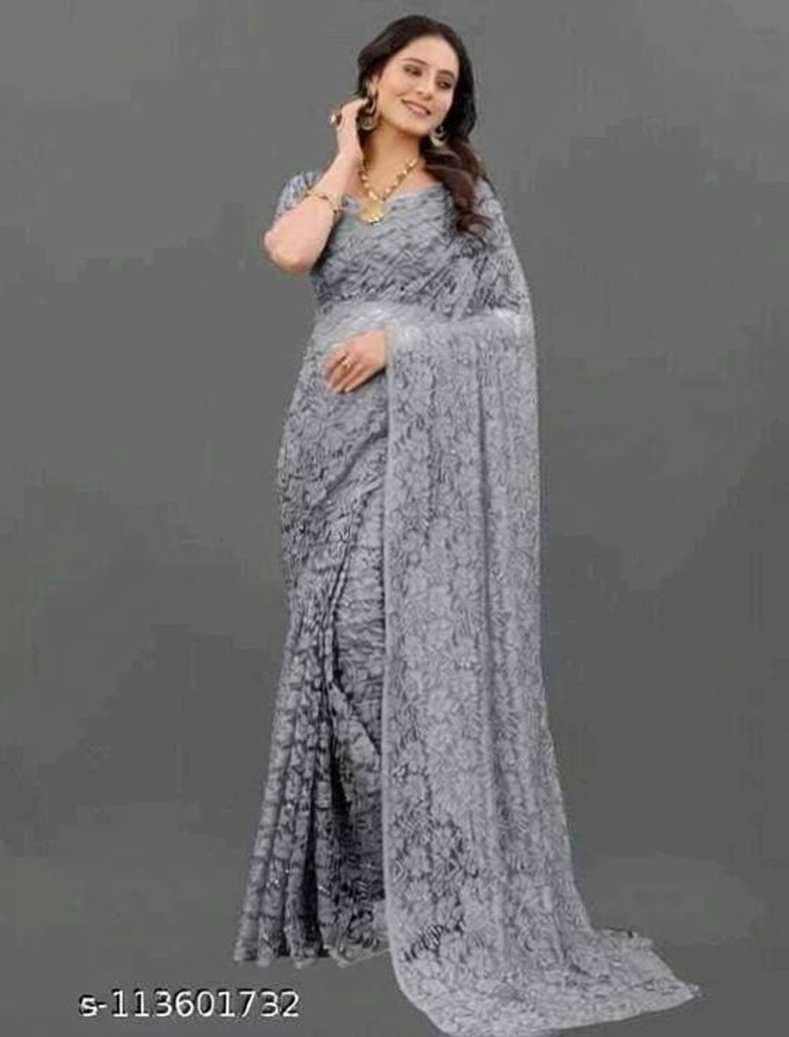 BRAHMANI TEXTILE Embroidered Bollywood Net Saree
