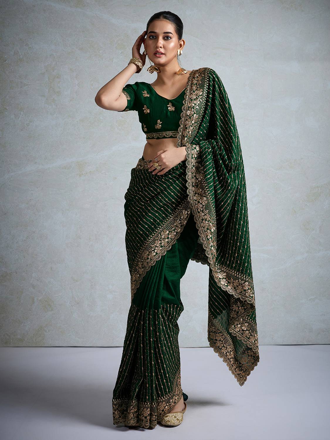 ANOUK Embellished Bollywood Silk Blend Saree