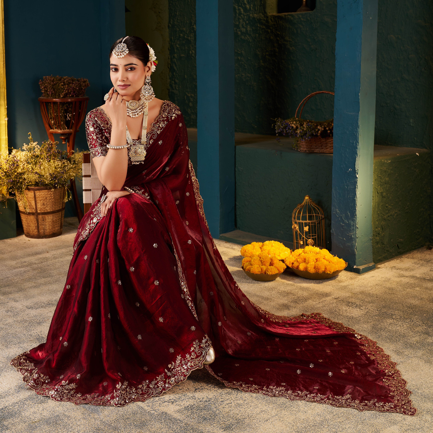 Image of Laddu creation Embellished Bollywood Jimmy Jimmy, Silk Blend Saree