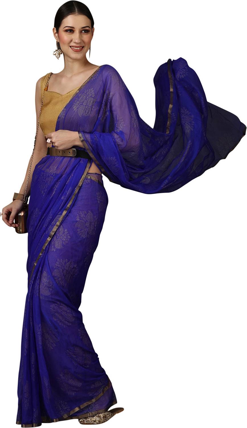 Akhilam Self Design Bollywood Chiffon Saree