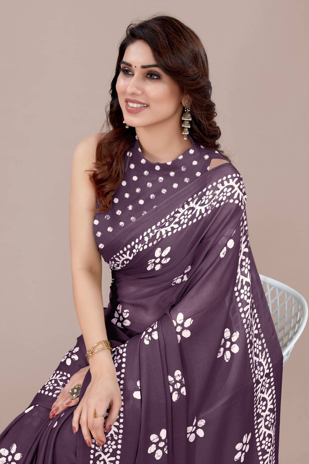 MIRCHI FASHION Printed, Blocked Printed Hand Batik Chiffon, Georg