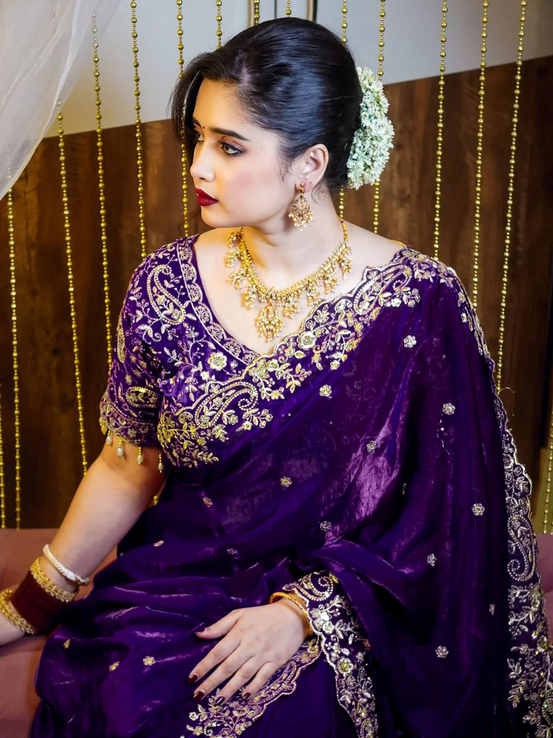 Image of Glamour Hub Embroidered Bollywood Jimmy Jimmy, Pure Silk Saree