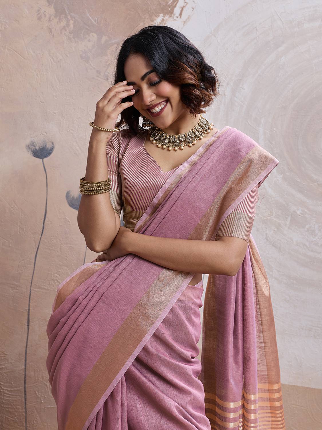 BFM Woven Bollywood Linen Saree