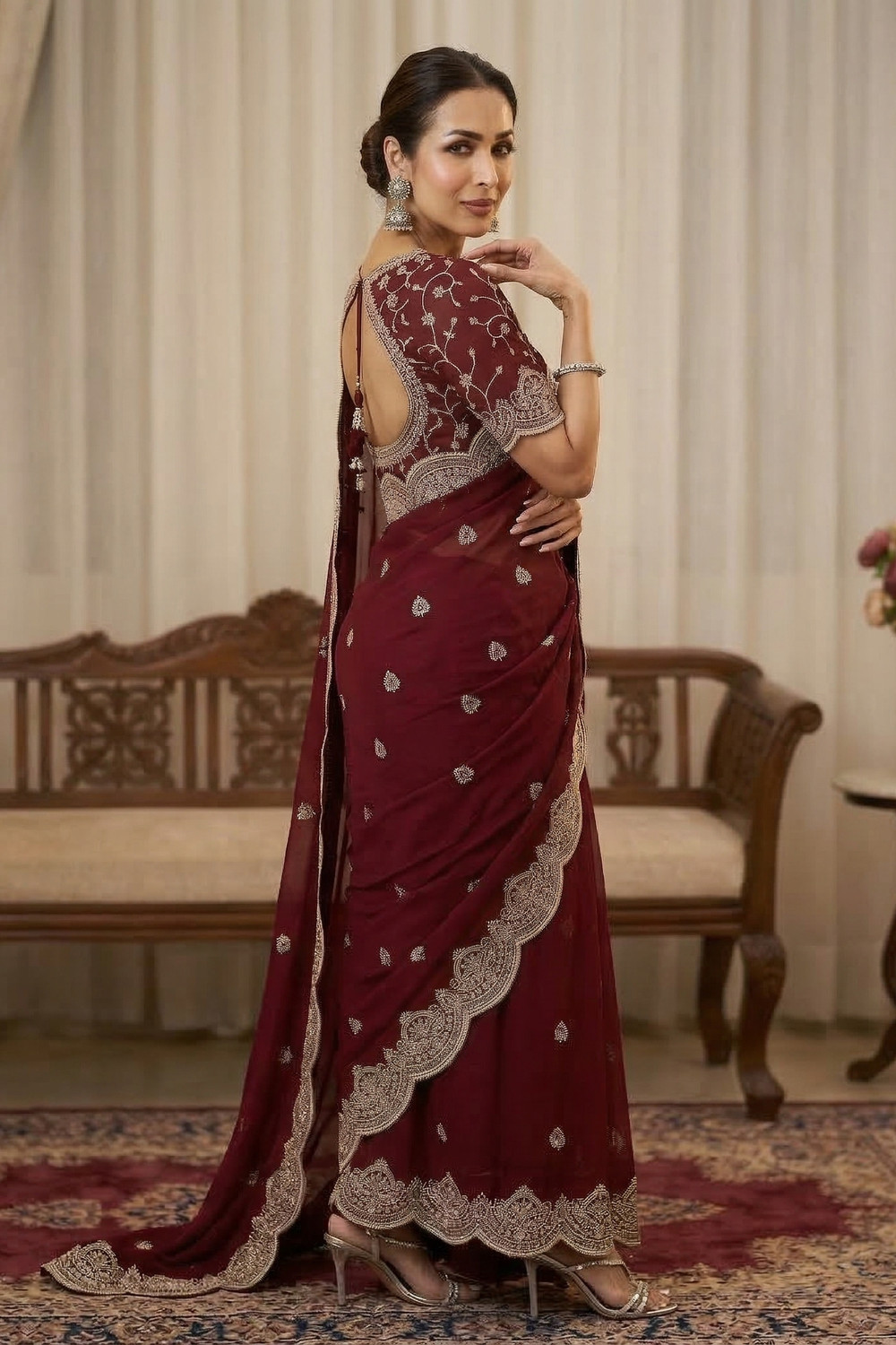 Image of NAMI ENTERPRISE Embroidered Bollywood Georgette Saree