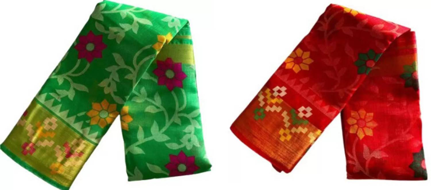 Aaradhna Floral Print, Woven Bollywood Cotton Silk Saree