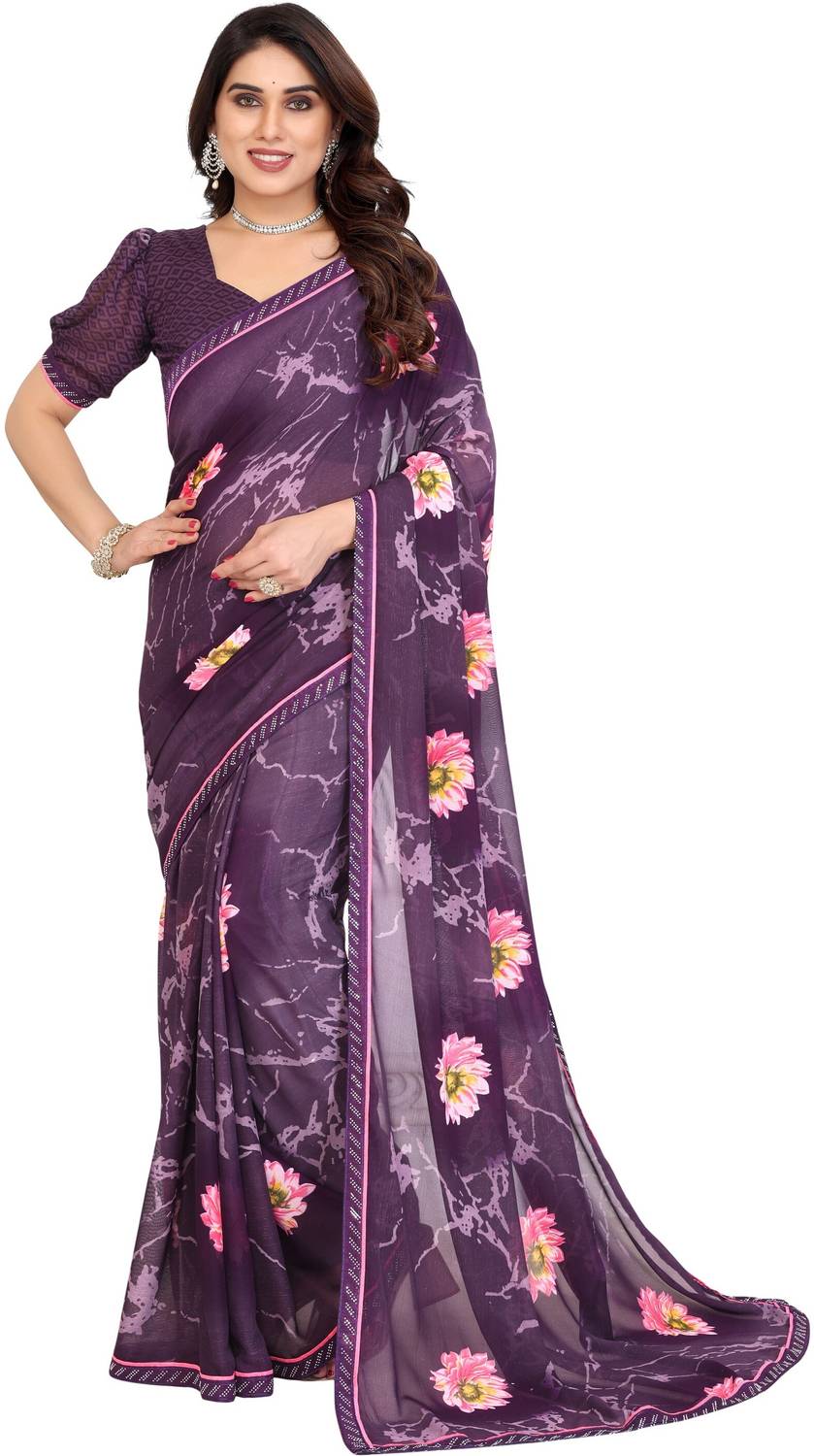TTH Floral Print Bollywood Georgette Saree