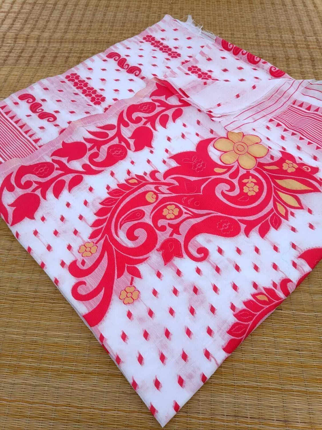 Image of KhayaFashion Floral Print Tant Cotton Silk Saree