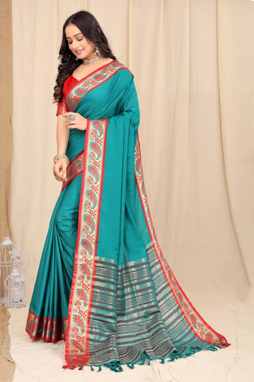 KRIYANSH Printed Banarasi Jacquard, Cotton Silk Saree