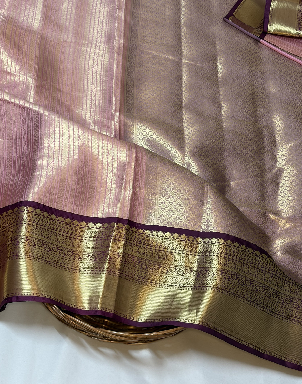 Image of Akram Textiles Hub Woven Banarasi Tissue, Art Silk Saree (Brown, Orange)