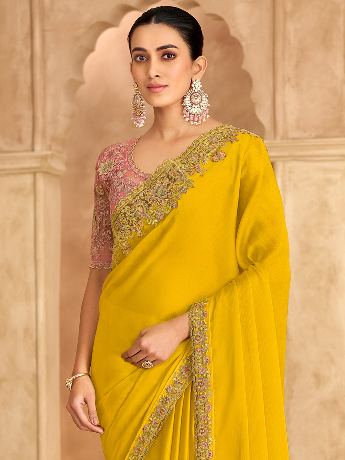 Image of Tasrika Embroidered Bollywood Satin Saree