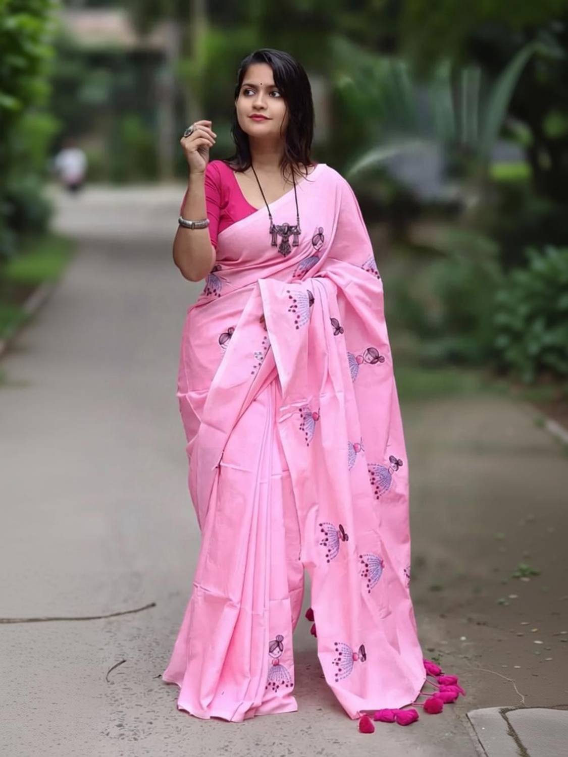 BargitFashion Embroidered Handloom Pure Cotton, Khadi Saree