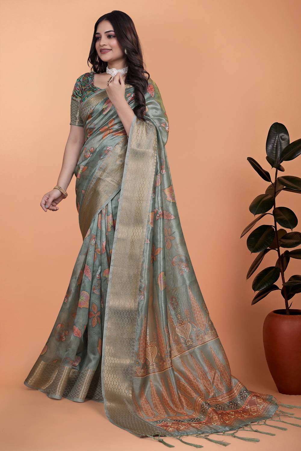 Vimalnath Synthetics Printed Banarasi Art Silk Saree (Multicolor)