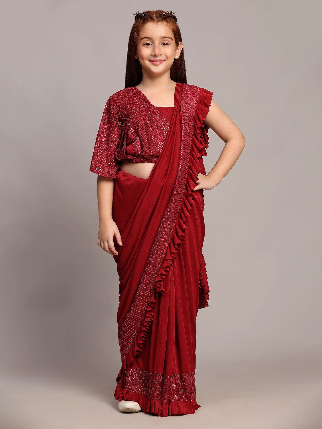 Image of XOOM LADY Embellished Bollywood Lycra Blend Saree