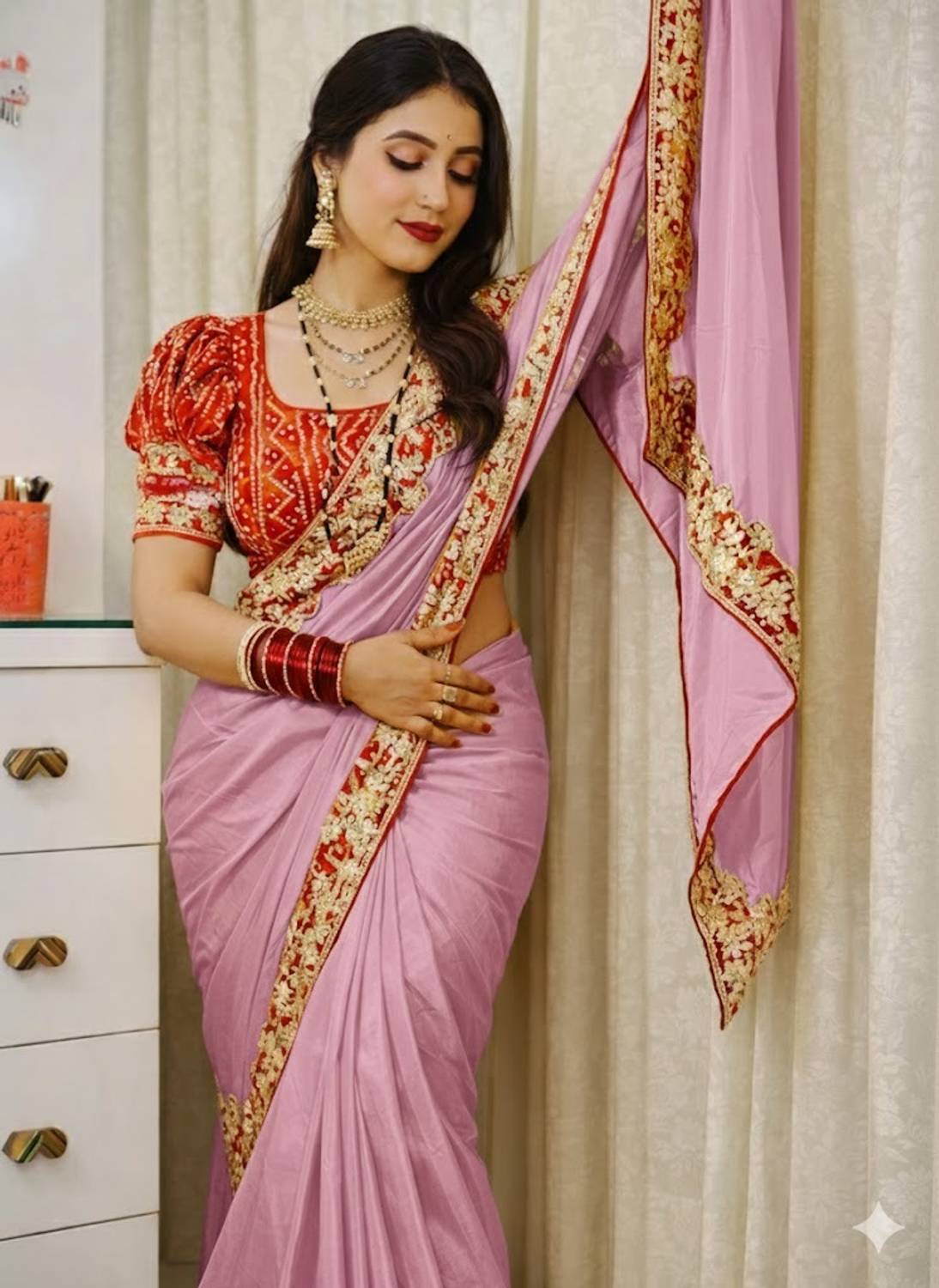 TARAGI Printed Bollywood Silk Blend Saree