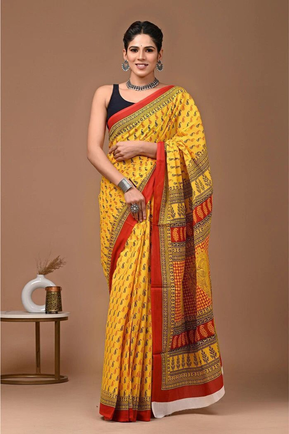 Image of LOVWEAR Printed Ikkat Pure Cotton Saree