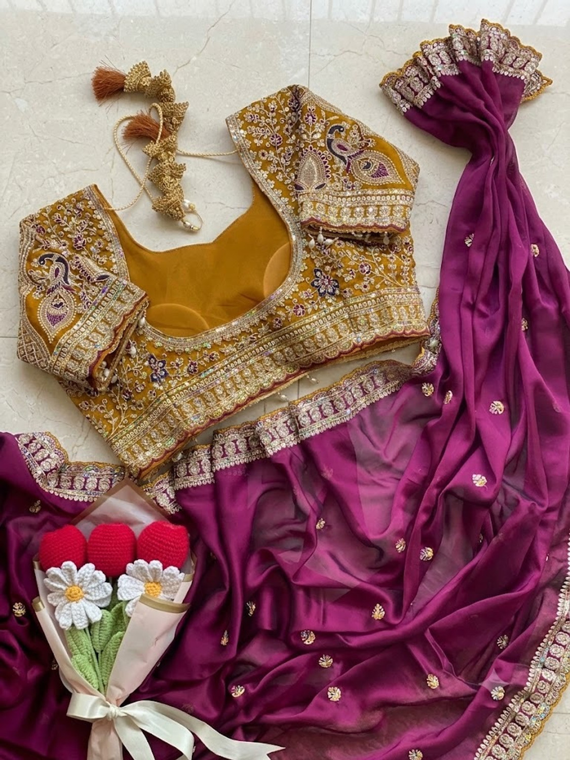 Image of Latavastra Embroidered, Embellished, Floral Print, Solid /Plain Bollywood Art Silk Saree (Multicolor)