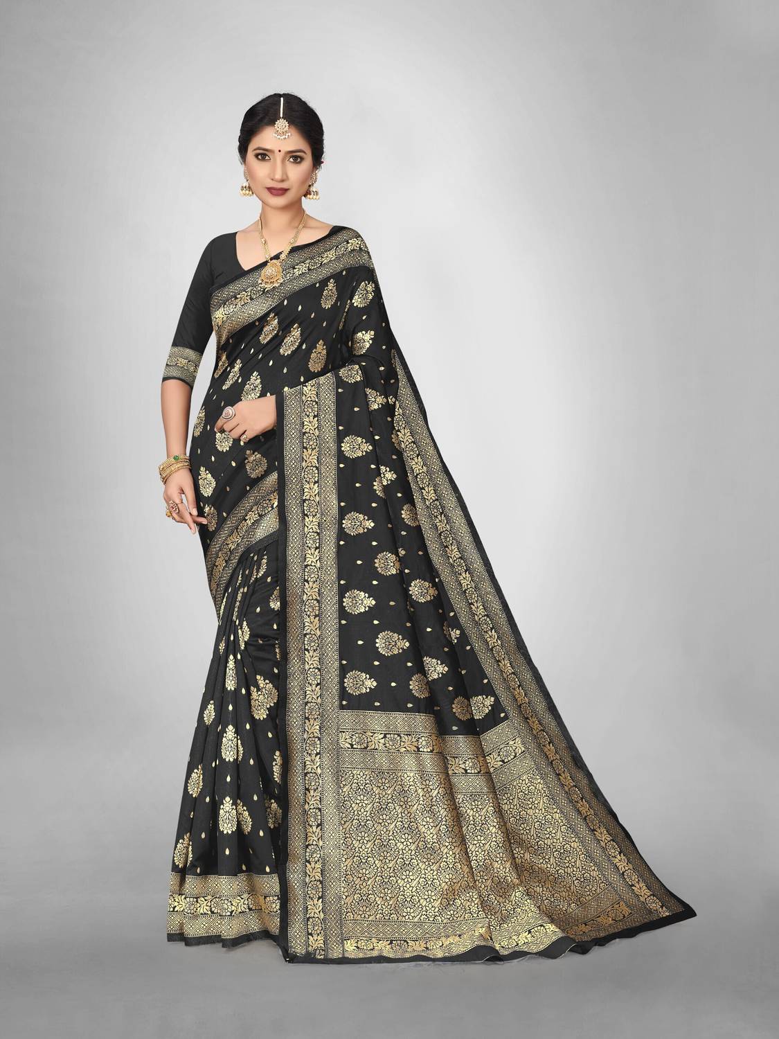 AVDOM Woven Banarasi Silk Blend Saree