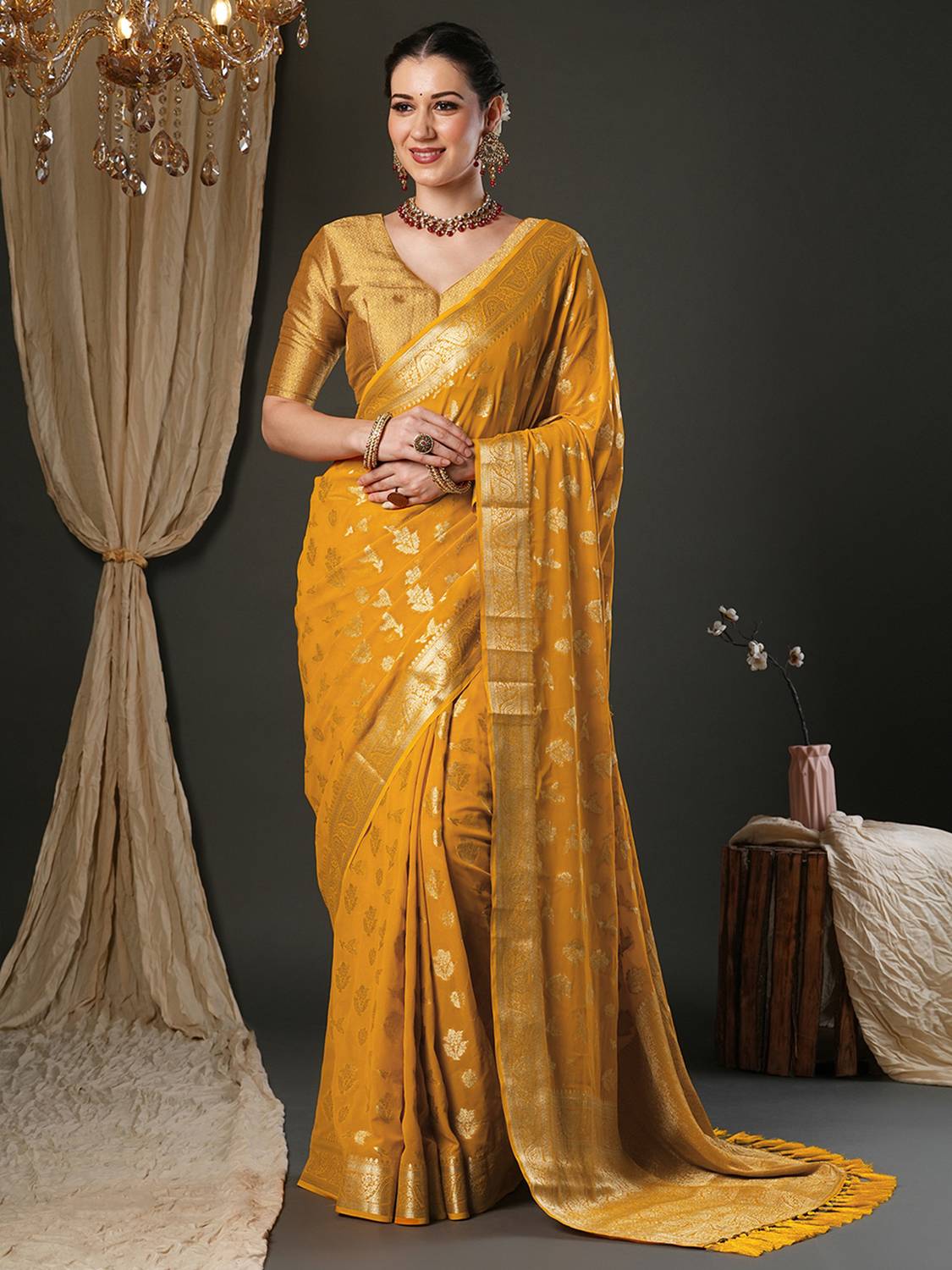 ANOUK Woven Kanjivaram Georgette Saree