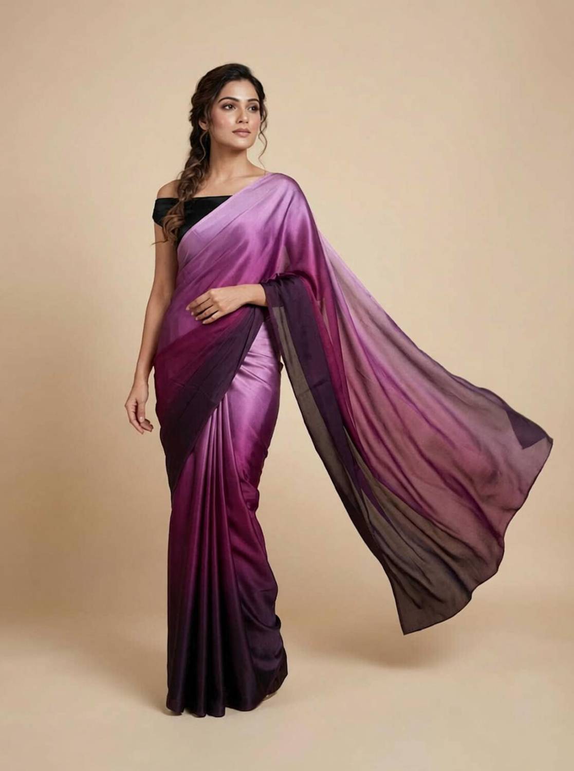 BORANA Ombre, Dyed Daily Wear Crepe Saree