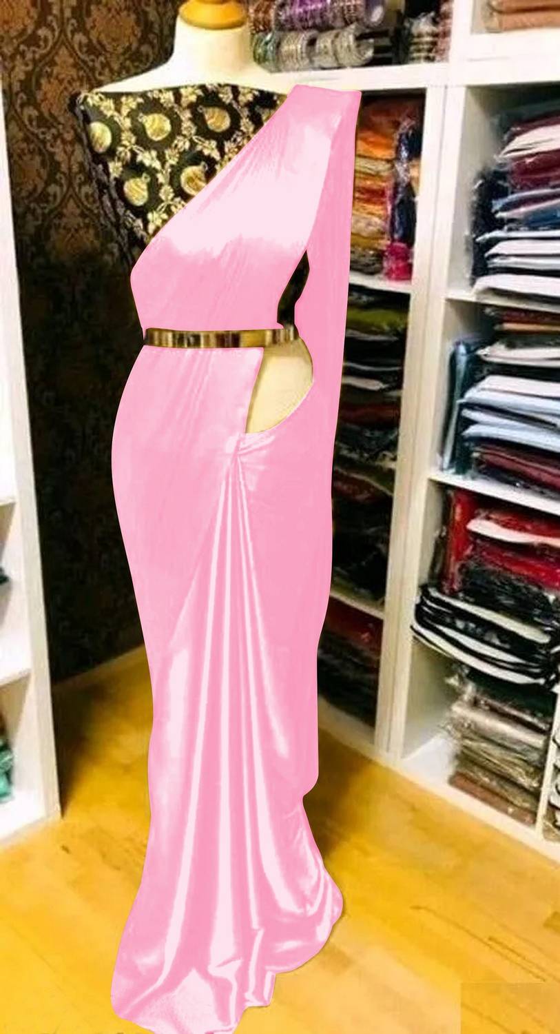 Aika Solid/Plain Bollywood Silk Blend Saree